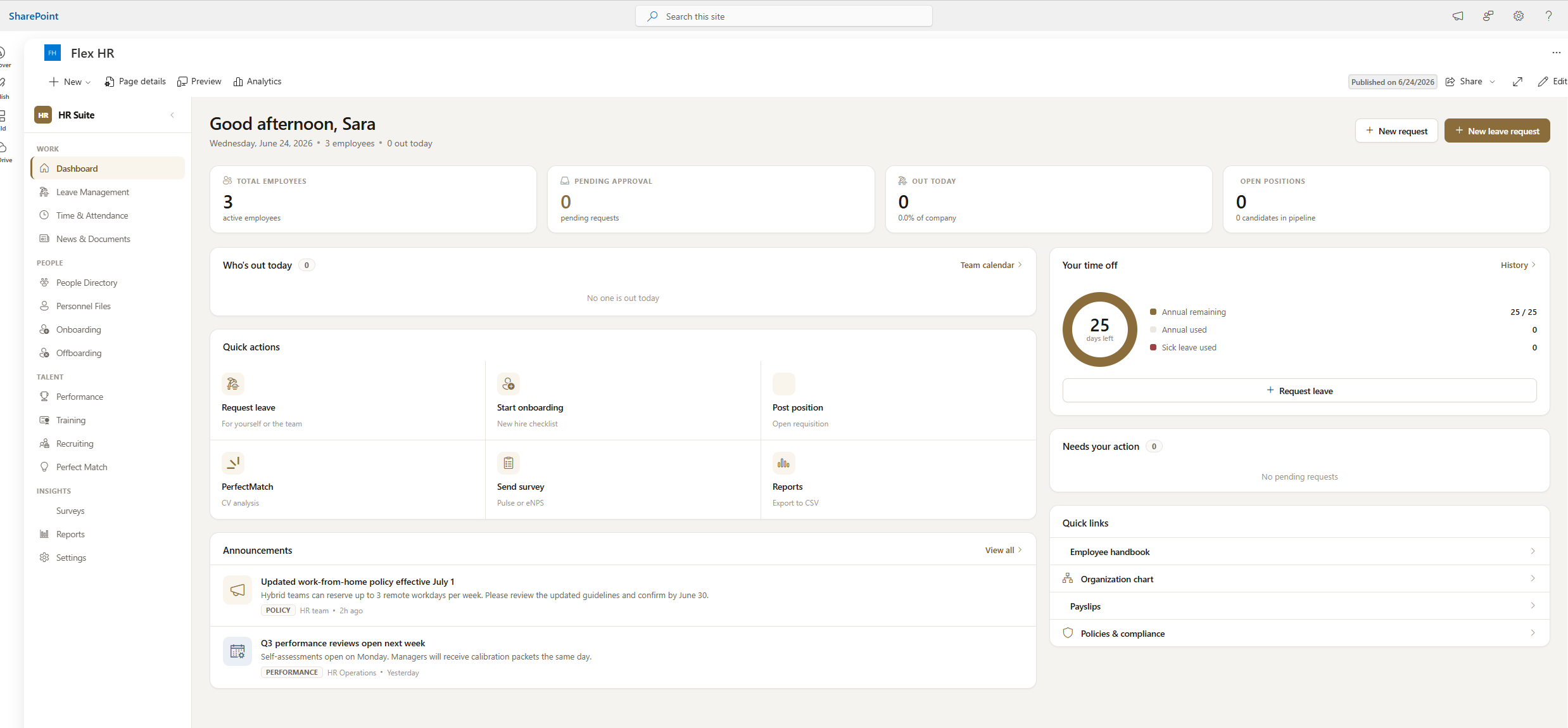 HR Suite Home Page